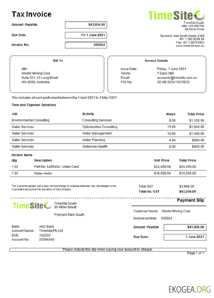 Australie TimeSite facile à utiliser, facture d'application